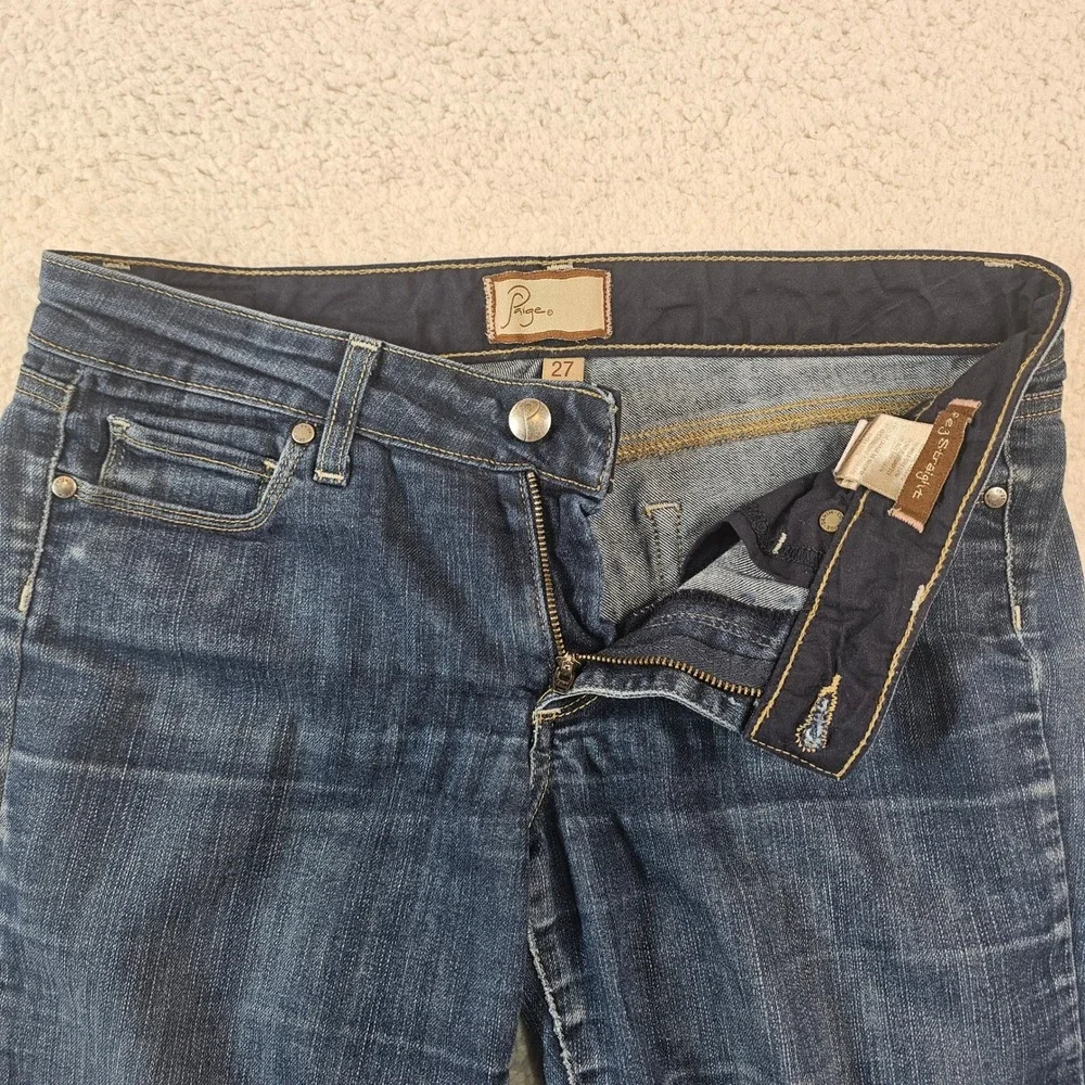 Paige Peg Straight‎ Jeans Womens 27 Dark Wash Blue Denim Stretch Straight Leg